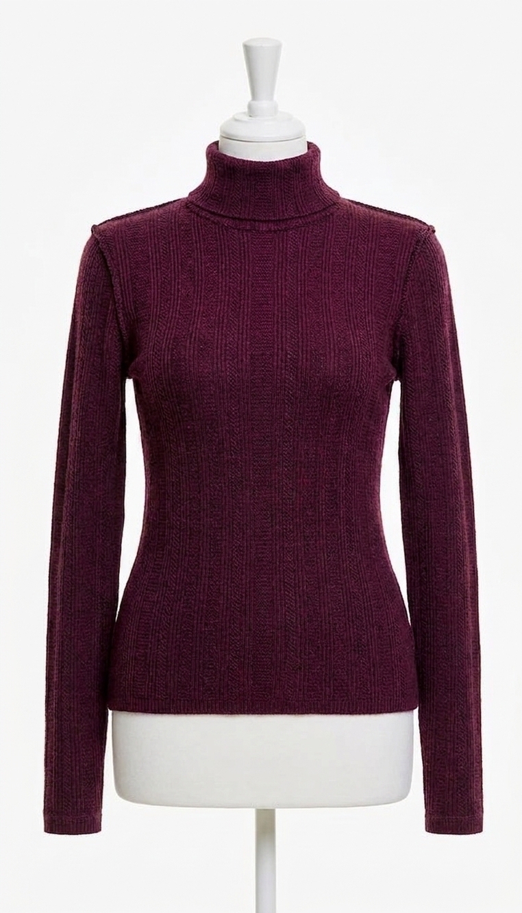 NEW SMYTHE pointelle knit turtleneck top in plum